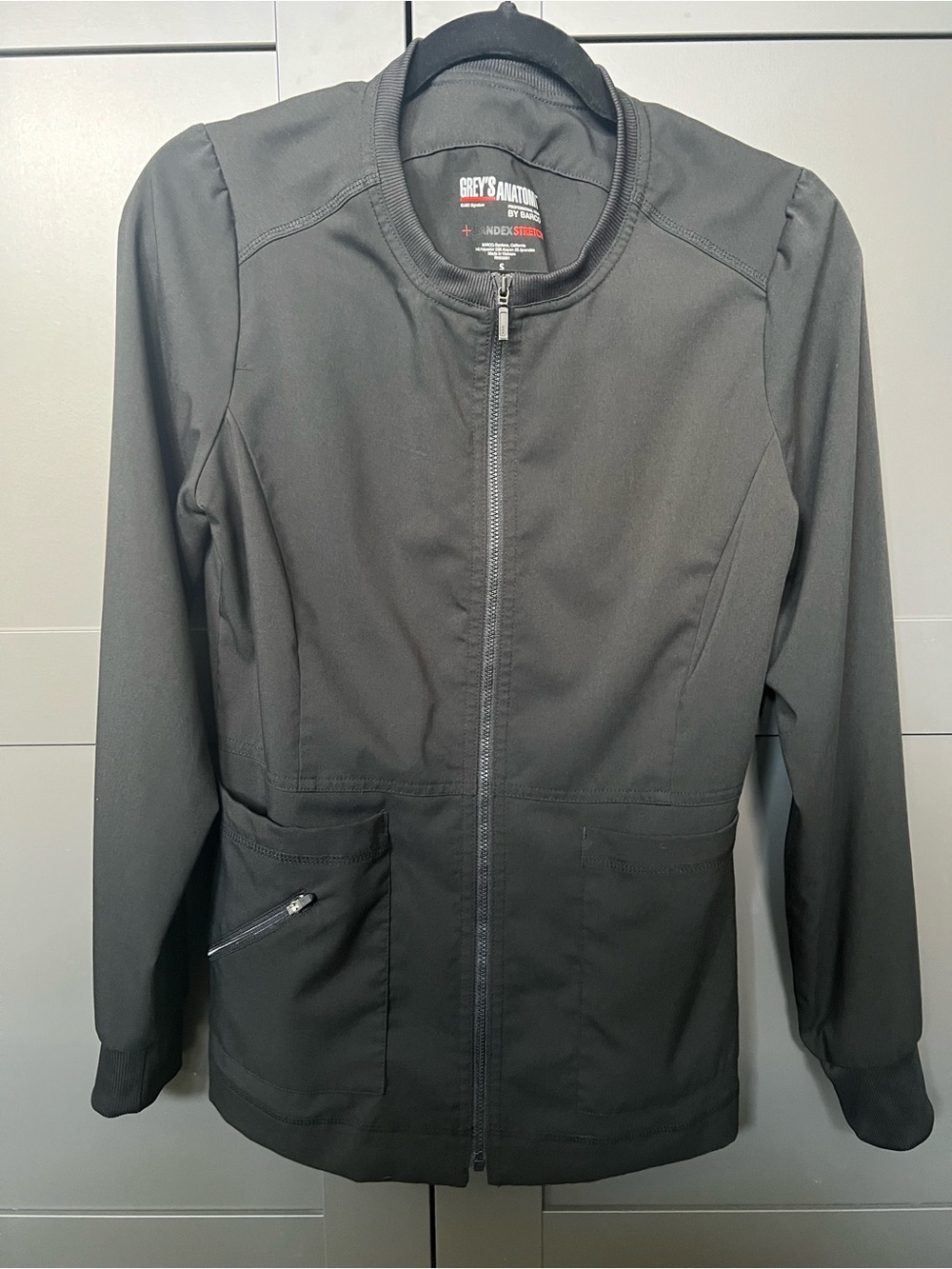 EUC Women’s Gray’s Anatomy by Barco Black Zip-Up Scrub Jacket- Sz Small
